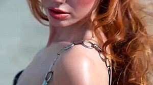 Petite Redhead Babe Teases in Black Lingerie, Revealing Her Body