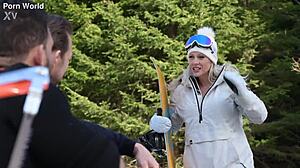 Sexy snowboarder brittany bardot invites lumberjacks for dp threesome