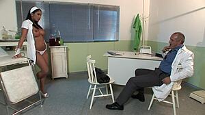 The European doctor and Italian nurse engage in anal fucking, doggystyle, and facial cumshots in the infirmary.