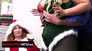 I saw big ass mrs claus and elf helper milfs caught stealing and punished with relentless fucking