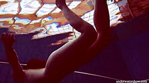 Martina flaunts tight pussy in blue bikini underwater