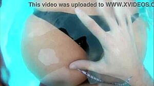 Husband films wife playing outdoors with two at hotel pool karina and lucas
