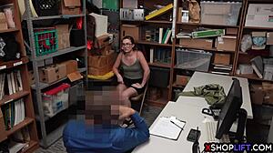 sexy shoplifter teen 18+ busted and fucked by a security guy