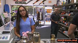 brunette babe with glasses gets screwed