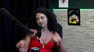 Brazilian swing house recording with Mia Luz in sheer red lingerie