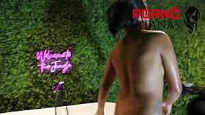 Brazilian brunette Luana has to turn around in the job because of the big cock, getting rough sex