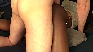 white guy rubs black teen booty and gets fucked from behind