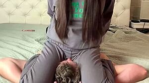 bedroom beating facesitting domination wrestling