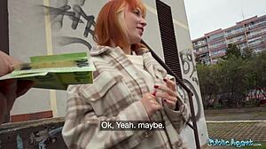 public agent i picked up a russian redhead. she rides big cock outdoors in quickie pov.