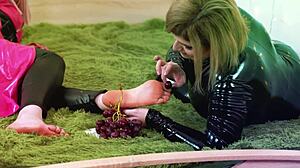 Lesbian Romantic Fuck Latex And Whipped Cream Big Boobs And Moans Foot Fetish And Shiny Clothes Arya Grander & Fetishaura