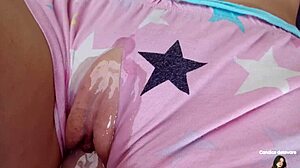 he rubs her glazed donut and cums inside