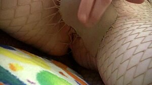 Genevive Tears Fishnet Pantyhose to Grinds on Cock & Get Sensual Massage