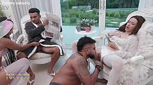 naughty housewife jenifer low gets anal fisted by ob slave nat and fucked by 2 big cocks in intense double penetration