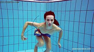 Martina flaunts tight pussy in blue bikini underwater