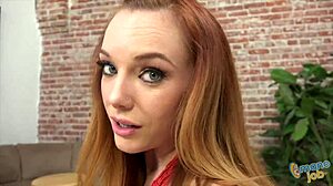 Petite redhead Dani Jensen handjob and jerk off instructions pov.
