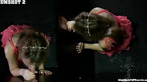 evie deepthroats cock at gloryhole and swallows cum load