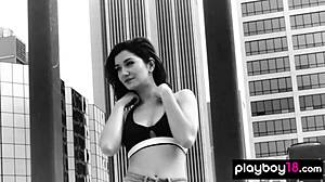 Redhead teen stripping