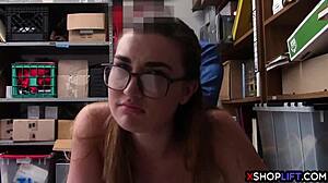 sexy shoplifter teen 18+ busted and fucked by a security guy
