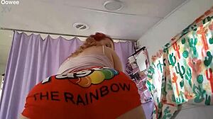 Blonde milf worships big black cock in bedroom shorts