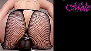 Sounds of pussy penetration pawg in pantyhose rides dildo big round ass