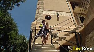 Blondes And Brunettes Massage Each Other Outdoors