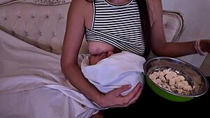 Hey, stepmother breastfeeds her adult stepson in this homemade roleplay