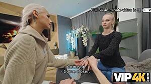 Hot blonde threesome with cuckolding boyfriend