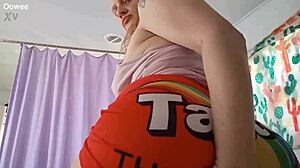 Blonde milf worships big black cock in bedroom shorts