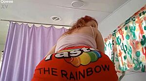 Blonde milf worships big black cock in bedroom shorts