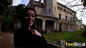 dirty teen clarysse gets fucked outdoor at the castle