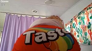 Blonde milf worships big black cock in bedroom shorts