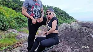 Stepsister on Vacation Taken to Beach for Intense Dick Sucking