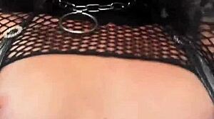 Tattooed petite 18+ anal slut rides rough in POV cowgirl creampie latex