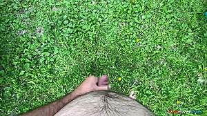 Brunette amateur tries outdoor masturbation in the forest for the first time this year.