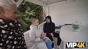 Hot blonde threesome with cuckolding boyfriend