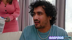 gorgeous tattooed milf swallow stepson joystick