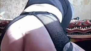 this beauty rides two dildos with her perfect ass squirting orgasms in a horny solo show up close