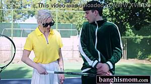 tennis game with two gorgeous milfs turns into hot foursome