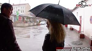 Shy German Milf Convinced for Outdoor Pickup Fuck on Busy Street