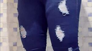 Madura Flashes Big Ass in Public Bathroom Tease