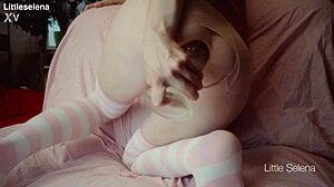 petite slut fists gaping asshole with huge toy close up