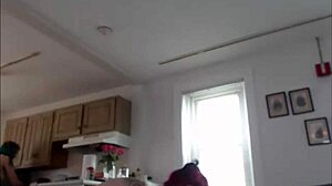 A shemale babe dominates another with powerful thrusts in a homemade webcam scene.