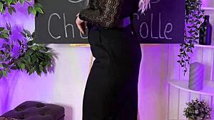 Sexy milf in coffee color stockings at nylon club