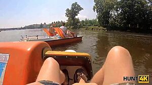 Gorgeous chick feels thrill getting naked next to hubby