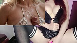 Rubia in lingerie gets filled with semen because she's so hot - masturbating with her