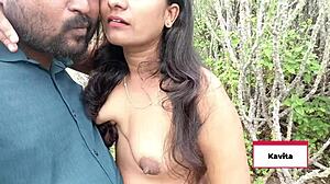 Desi Indian Kavita And Couple Suck And Fuck Passionately In The Forest Kissing With Small Cock Action!