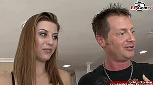 husband fucks skinny blonde teen in front of wife