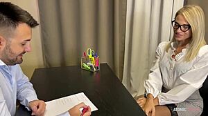 the slutty wife sucks big cock and takes a facial to get the job