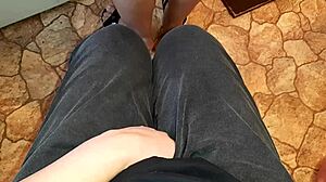 I jerk off to my neighbor in the kitchen while she prepares dinner