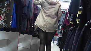 hidden camera in fitting room admires juicy pawg, peeping legs in public mall